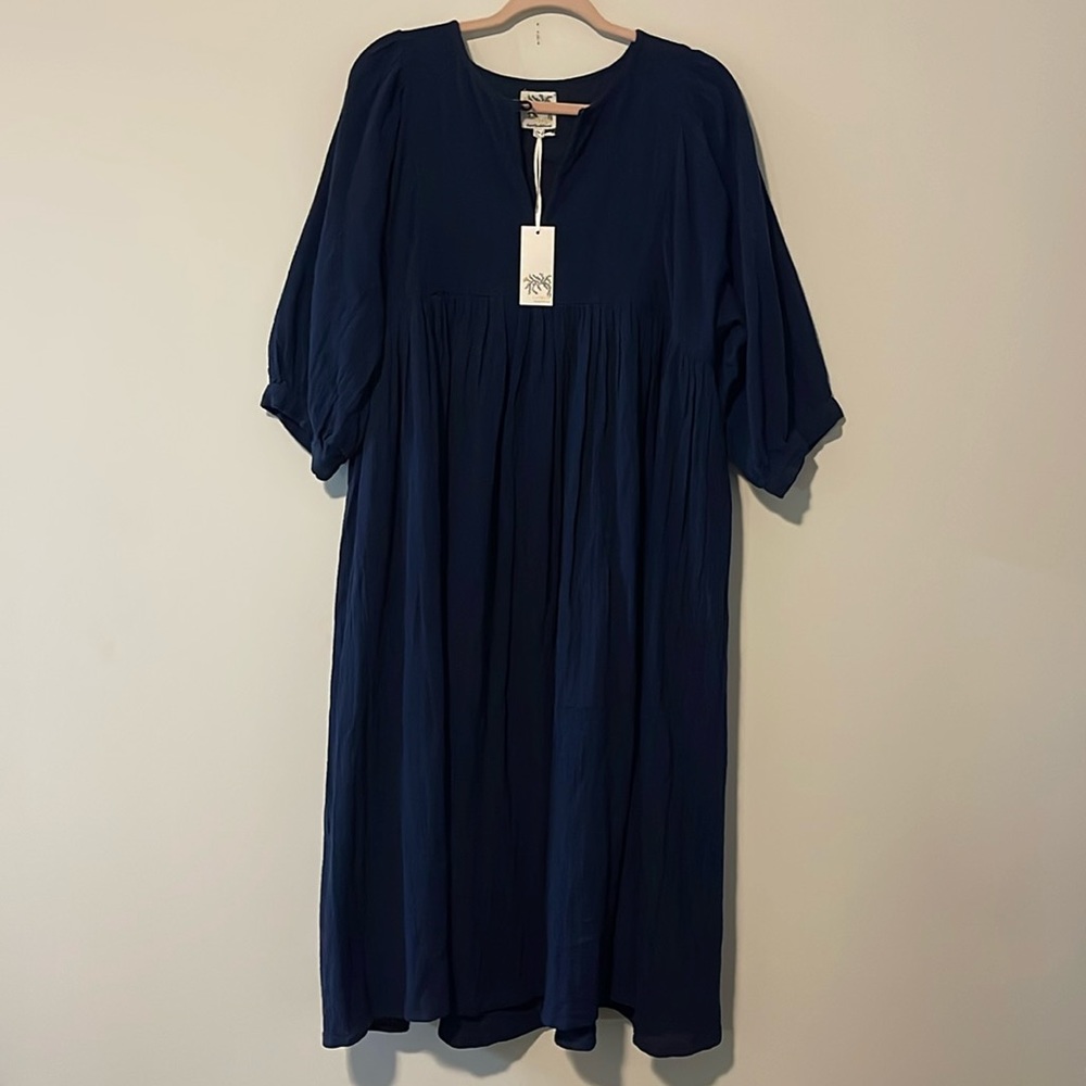 NWT Blue Gauzy Balloon Sleeve Dress